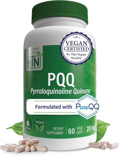 [BRSWEBI7A4FBMF36] Health Thru Nutrition PQQ 20mg 60 Servings Pyrroloquinoline Quinone as PureQQ | Promotes Mitochondrial Biogenesis | Certified Vegan | Non-GMO Gluten Soy Free Capsules| Clean Label PQQ Supplement
