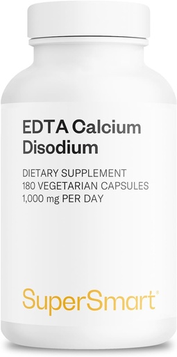 [BRSW2FA6B4FAOCD5] Supersmart - EDTA 1000mg per Day - Calcium Disodium EDTA Supplement | Non-GMO & Gluten Free - 180 Vegetarian Capsules