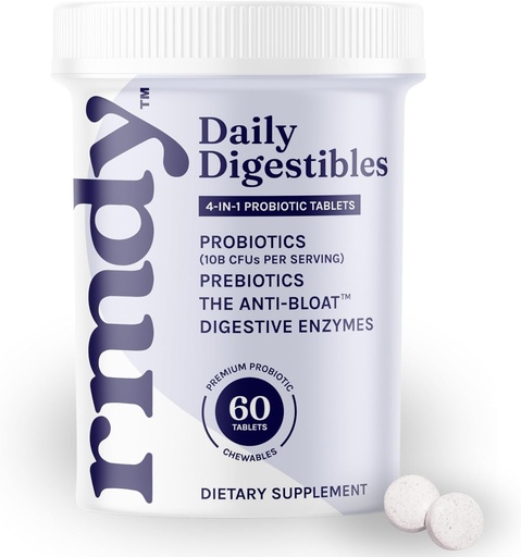[BRSROBL7BAMRAELZ] rmdy Constipation, Bloating, & Gas Relief | Relief from Diarrhea, & IBS | Probiotic for Digestive Health & Gut | 60 Sugar Free Chewable Bloating Relief Tablets