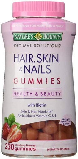 [BRSWICY6OV5BOCTM] Pelle e chiodi per capelli Bounty della natura, 230 Gummies, 230 Conte (Pack of 1)