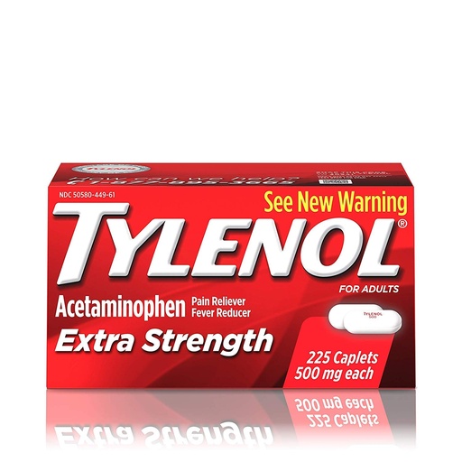 [BRSWIZL3CJ6R4AY7] Tylenol Extra Strength Caplets med 500 mg Acetaminophen, Pain Reliever & Fever Reducer, 225 ct
