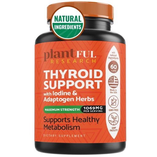 [BRSWYFAECF6R6HTP] Thyroid Support for Women and Iodine Supplement ǀ Enhanced Absorption Thyroid Complex for Energy, Metabolism, Focus Formula, Relaxation with Ashwagandha, L-Tyrosine and Adaptogens Non-GMO
