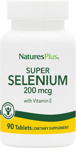[BRSWIYTYO4AGACTY] NaturesPlus Super Selenium Complex - 200 mcg, 90 Вегетариански таблетки - Основни минерални добавки с витамин Е - Насърчаване на здравословна щитовидна жлеза - антиоксидант - Gluten-Free - 90 Сервиз