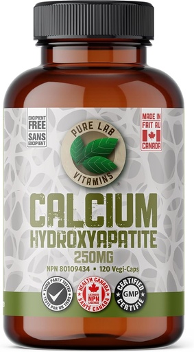 [BRSRMGQCBZ7RYHQ6] Calcium Hydroxyapatite 250 mg - 120 Vegan Capsules by Pure Lab Vitamins - Calcium Hydroxyapatite is an organically-Bound Complex of What’s Naturally Part of The Bone Matrix Made in Canada