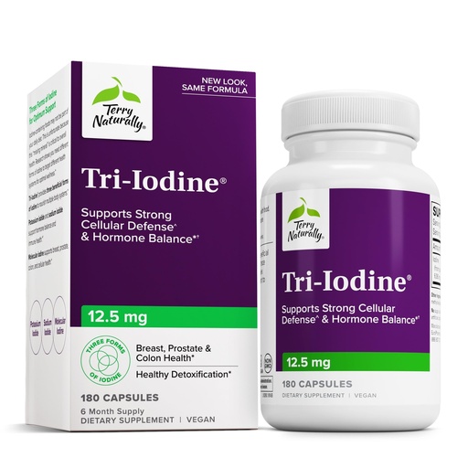 [BRSWIYA7CACQEDTM] Terry Naturally Tri-Iodine - Support Thyroid Health - Aids Hormone Balance with Molecular Iodine from Kelp - Features Potassium Iodide & Sodium Iodide - Brain & Energy Support - 12.5mg, 180 Capsules