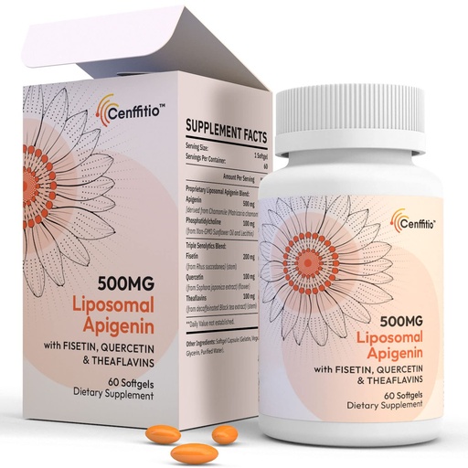 [BRSW2AY2OUIRGD3O] Liposomal apigenin 500mg Softgels - Optimal Apigenin Supplement with Fisetin, Quercetin and Theaflavins (60 Count (Pack of 1))
