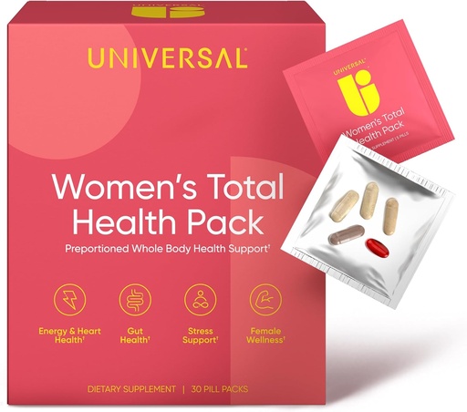 [BRSROCQQDIARSH32] Women's Total Health Daily Vitamin Packs - All in One Multivitamin for Women, Essential Vitamins & Minerals for Energy, Stress, Digestion & Gut Health, Female Wellness Supplement, 30 Packets