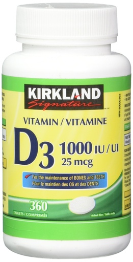 [BRSWGYAPCAOQGGQU] Kirkland Signature Vitamin D3 1000 IU, 360 Tablets