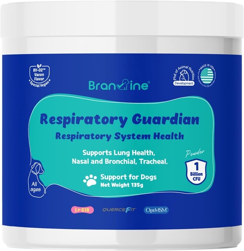 [BRSRMAQ3PIDRUA35] Respiratory Guardian for Dogs - Supports Lung Health, Nasal, Bronchial and Tracheal (135g) with Quercefit® and Respiratory Probiotics