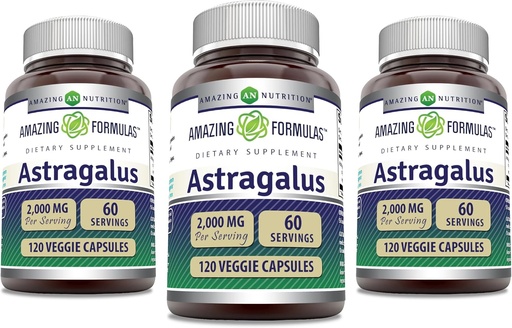 [BRSROGI2PMBAGETJ] Amazing Formulas Astragalus 2000 mg Per Serving Capsules Supplement | Made from Pure Astragalus Membranaceus Plant Root Extract | Non-GMO | Gluten Free (120 Count | 3 Pack)