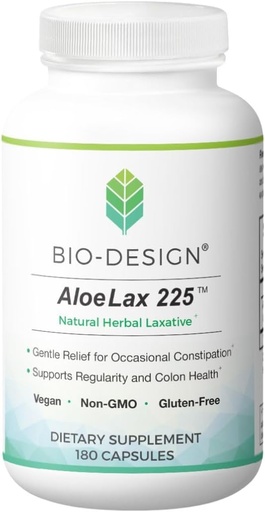 [BRSWIYIDBQGAIHY5] Aloe Lax 225 Natural Herbal Laxative - Gentle Relief for Occasional Constipation, Gas, " Bloating with 225mg Natural Aloe Ferox - Support Bowel Regularity " Colon Health - 180 Capsules