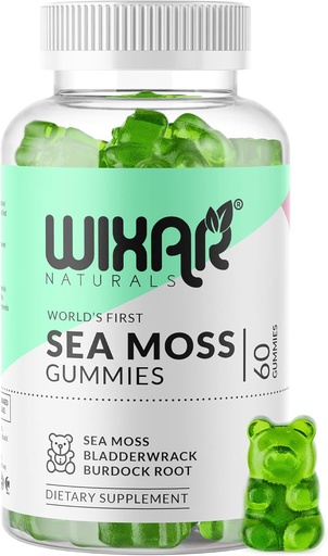 [BRSWY2QQCIARY23X] Sea Moss Gummies - Natural Irish Sea Moss and Bladderwrack with Burdock Gummy - 60 Gummies - Vegan - Healthy Immune, Gut & Overall Wellness Support - Herbal Alkaline Supplements