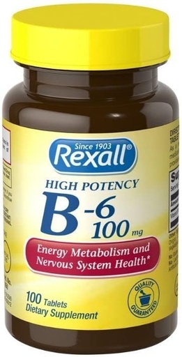 [BRSWI2QIA4GR223K] Rexall Vitamin B6 100 mg Tablets, 100 ct