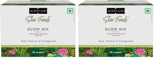 [BRSRMZL6CNYR4AYV] 24 Karat Kapiva Skin Foods Glow Mix (60 Sachets)   Suplemento de piel ayurvédica, Collagen Powder ← Skincare for Glowing &amp; Healthy Skin - Super Saver Pack of 2