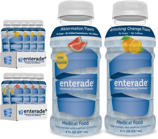 [BRSRMHQYCICQIDQZ] enterade AO 24 Bottles Orange and Watermelon Bundle, Specially Formulated to Reduce Treatment GI Side Effects, 8oz Orange (1 Pack of 12) + 8oz Watermelon (1 Pack of 12)