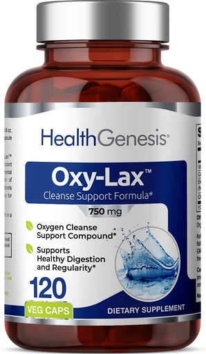 [BRSWECTQOUHAOHY6] Oxy-Lax 750 mg 120 Vcaps - Naturlig magnesiumoksid oksygenbasert Colon Cleanse Gentle Laxative støtter sunn Digestive Tract Regularity