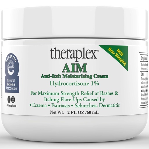 [BRSRA23YBUGWCEQY] Theraplex AIM - Anti-Itch krem (2 oz) - 1% hydrokortison for kløende hud relief, fuktighetsgivende krem for eksem, seborratisk dermatitt. Trygg for barn. Belaster kløende hud med maksimal styrke.