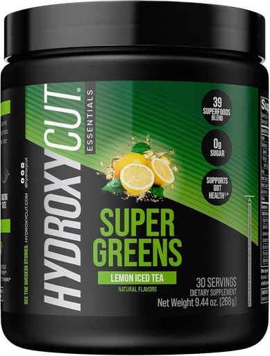 [BRSROFAKOZ5RYF3L] Hydroxycut Essentials Super Greens | 39 Superfoods Blend, Fruits, Veggies & Grains, Vitamin C & Zinc for Immune Support, Probiotics & Prebiotics, and Gut Health Support. 30 Servings (Lemon Iced Tea)