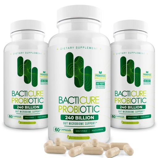 [BRSW2A3QAABQYYLD] Bacticure Probiotic 180 Capsules | Probiotics Supplement w/High CFU Formula for Men & Women | Prebiotics & Digestive Enzymes for Digestion & Gut Health, Vaginal Health, Colon Cleanse, Immune Support