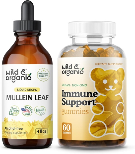 [BRSRAFAQAUARAYD2] Wild & Organic Mullein Drops 4 oz & Immune Support Gummies