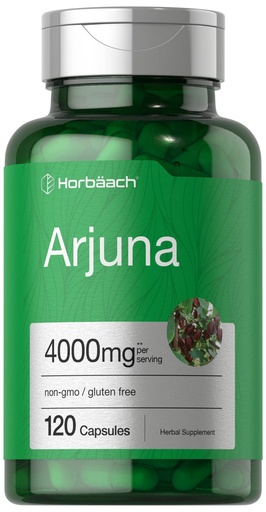 [BRSWGGQTOZ4GO2Y4] Horbaach Arjuna Capsules | 120 Count | Non-GMO, Gluten Free Supplement | from Arjuna Bark Herb Extract