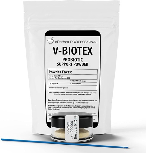 [BRSW2ZD6OYIGKD33] V-Biotex - Pure L. Crispatus Probiotic Powder | Vaginal Probiotic | Promotes Vaginal & Urinary Health | Yeast Infection & Bacterial Vaginosis Support | 240 Doses