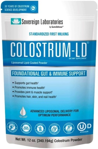 [BRSWKFAOBAGAIYDY] Colostrum-LD Liposomal Delivery - Colostrum Powder - Gluten-Free, Lactose-Reduced - 34 Servings - Sovereign Laboratories - 6 oz Vanilla