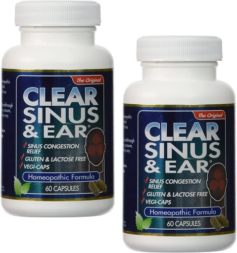 [BRSWGGL3BECRGCDG] 2Pack of Clear Products Clear Sinus and Ear - Homeopathic - no Gluten - 60 Vegi Capsules