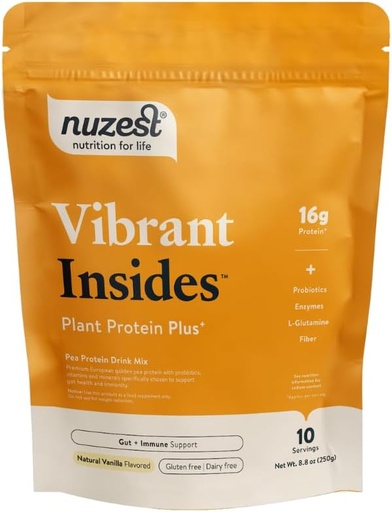 [BRSRAZT4A56GYCA4] Nuzest Protein Plus | Vibrant Insides | Vanilla | Gut Health, Digestion and Immune Support | Vitamins and Minerals | 8.8oz/ 250g (10 Servings)