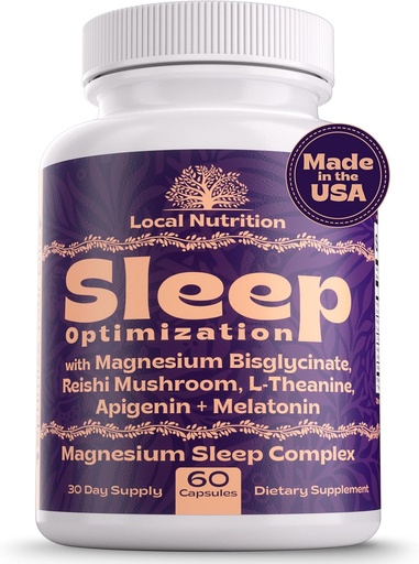 [BRSRO2YHOENBYD32] Natural Sleep Aid with Magnesium Glycinate 500mg Reishi Mushroom 350mg L-Theanine 300mg Apigenin 50mg Melatonin 3mg - Magnesium Sleep Supplement for Deep Sleep, Sleep Support - 60 Capsules Made in USA