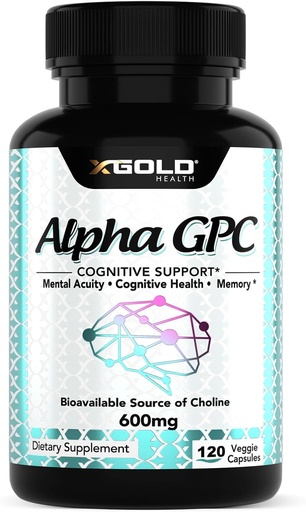 [BRSWYYAZPN7GYHQV] Alpha GPC Choline 600mg, 99% Pure Nootropic Supplement, 120 Veggie Capsules, Cognitive Enhancer for Memory, Brain Health & Focus