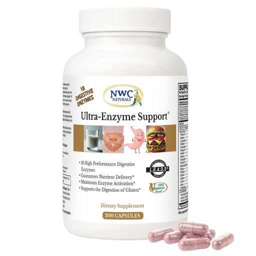 [BRSWIYYKCQPBSD3M] NWC Naturals Ultra-Enzyme Support, Natural Digestive Supplement, Promotes Optimal Health and Digestion, 200 count Capsules