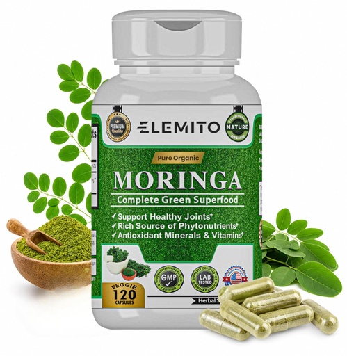 [BRSROGI5BMAROCTA] Moringa Oleifera Capsules 1000mg | Pure Moringa Leaf Powder | Green Superfood for Metabolism & Immune Support | Non-GMO, Vegan, Gluten-Free | 120 Veggie Capsules