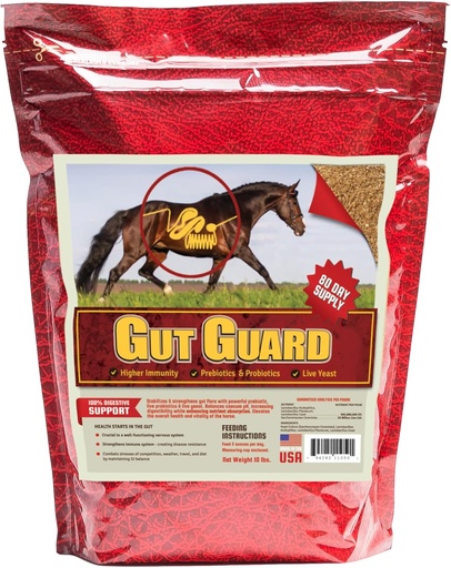 [BRSWKZIIBMNGKDQZ] Equine Gut Guard 10 lb, Probiotic and Prebiotic Horse Supplement for Gut Health