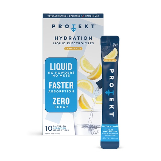 [BRSWYCYHC4IBEA3G] PROTEKT Electrolyte Packets for Recovery & Hydration | Organic & Sugar-Free Electrolytes Drinks | Works Faster Than Powder Drink | On-the-Go Liquid Hydration Drink | Lemonade, 10 Pack