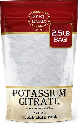 [BRSROEAQCR7RAYLH] Potassium Citrate Powder 2.5 LB (40 Oz) Bulk - Pure Ingredients, Bulk Potassium Citrate Supplement, Vegan, Food Grade- by Spicy World