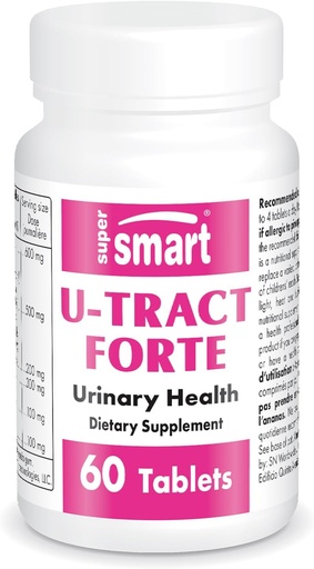 [BRSWIBD5CMOAOFTE] Supersmart U-Tract Forte (Advanced Formula) - with D-Mannose, CranMax Cranberry Concentrate, Dandelion Root - Herbal Supplement | Non-GMO & Gluten Free - 60 Tablets