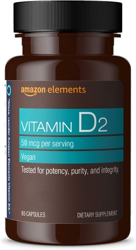 [BRSWKHTZPN4BEFY3]   Elements Vitamin D2 2000 IU, Vegan, 65 Capsules, Supports Strong Bones and Immune Health, 2 month supply (Packaging may vary)