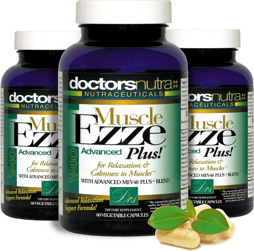 [BRSWGGL7CUJQYYDV] Pack of 3 Natural Relaxant Muscle Ezze Plus Advanced Day-Time Night-Time 24-7 Maximum Strength Capsules.