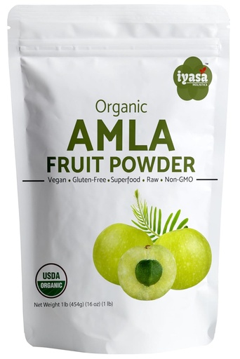 [BRSWYZIKPIOWYCDU] Iyasa Holistics Organic Amla Fruit Powder, Amalaki Berry Powder, 16 ounce/452 gm, Raw Superfood For Skin and Hair, Resealable Pouch