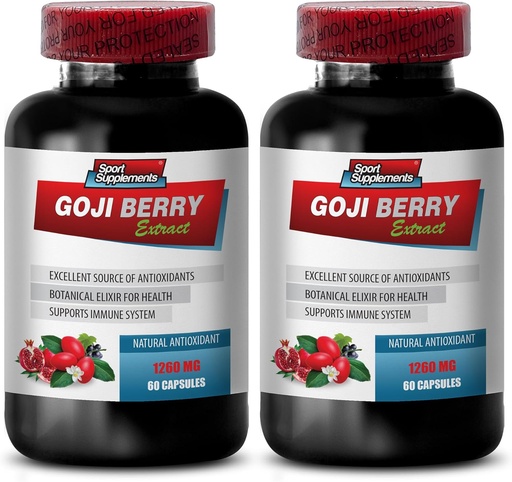 [BRSROHADPMHQOC36] Имунна отбрана - Goji Berry Extract Complex - Natural Vitality Pills, Мощен антиоксидант, Екстракт от нар, Комплекс Detox на тялото, Holistic Wellness Support, Natural Energy Boost, 2 Bot 120 Caps
