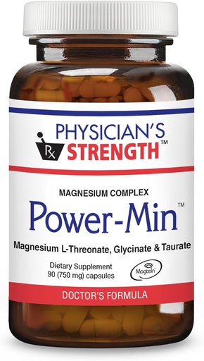 [BRSROCYKCENRGELZ] Power-Min - 90 cápsulas - Total Body Support - Complejo de magnesio con Magnesio L-Threonate, Glycinate & Taurate - Altamente Absorbable - 30 servicios