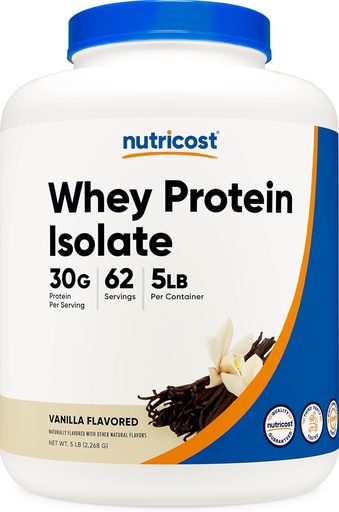 [BRSWKGQGCMBWCE3Y] Nutricost Isolate Whey Protein Powder, Vanilla, 5 pund