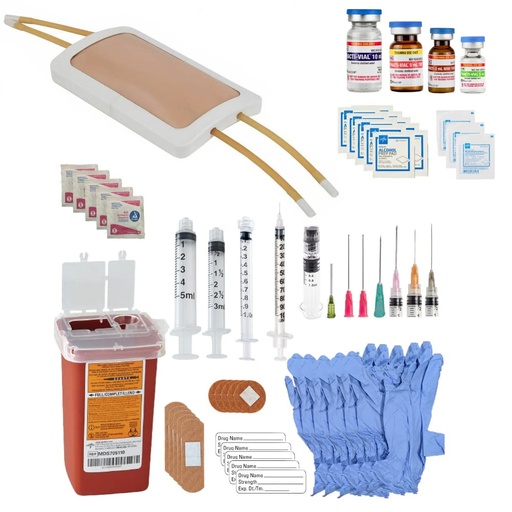 [BRSRMFAZBF6W22TB] Anatomy Lab Venipuncture Practice Kit with Wearable Simulation Arm Pad Model IV + Supplemental Injection Skill Supplies Kit Clinical Nursing Training, 65 piece Bundle