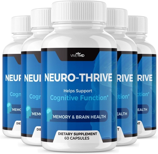 [BRSROAL3DN5WAFL2] VIVE MD Neuro Thrive Brain Supplement - Fórmula Oficial - Neuro Thrive PQQ, Neuro Thrive para uma força extra com Ginkgo Biloba Extract, Siberian Ginseng Extract (5 Pack)