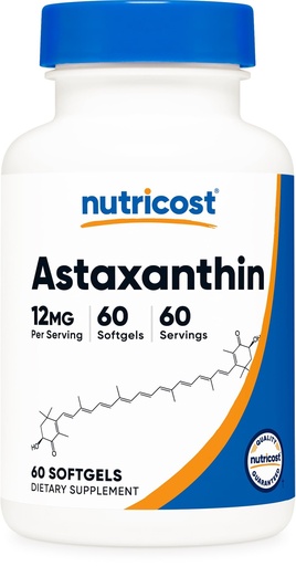 [BRSWKGL2BEGB43YV] Nutricost Astaxanthin 12mg, 60 Softgels - Non-GMO and Gluten Free (2 Month Supply)