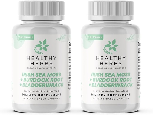 [BRSRAGAYBENBYDL6] Healthy Herbs Wildcrafted Sea Moss Capsules | 2280mg Advanced Ocean Greens Complex Irish Sea Moss Superblend | US-Made, Vegan, Non-GMO, Easy-Swallow (2-Pack)