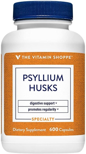 [BRSWIYTYOEDRGYDI] Den Vitamin Shoppe Psyllium Husks - Plantago Ovata Fiber tillæg, der understøtter regelmæssighed & sund Cholesterol, 840 mg per servering - Gluten Free (600 kapsler)