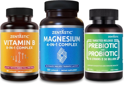 [BRSRA232PICA23L6] Zentastic 4-in-1 Magnesium Complex and Vitamin B-Complex and Probiotics & Prebiotics Supplement