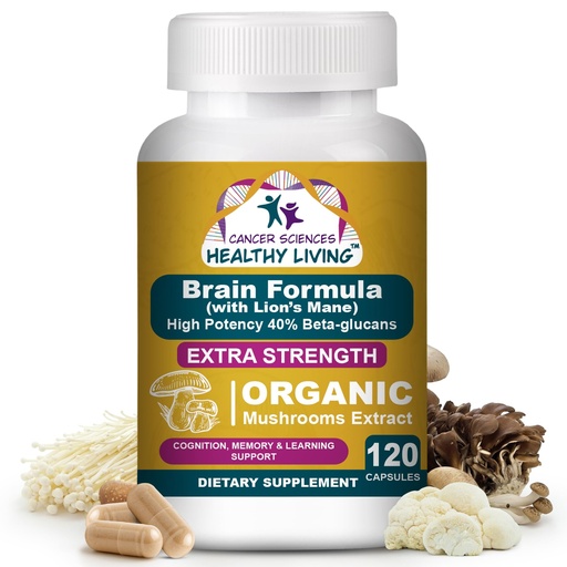 [BRSRA2YECADWCCQZ] Brain Supplements for Memory and Focus - 1,500mg Brain Health Mushroom Supplement for Adults & Seniors - High Potency 40% Beta-Glucans for Immune Support & Vitamins, 120 Capsules